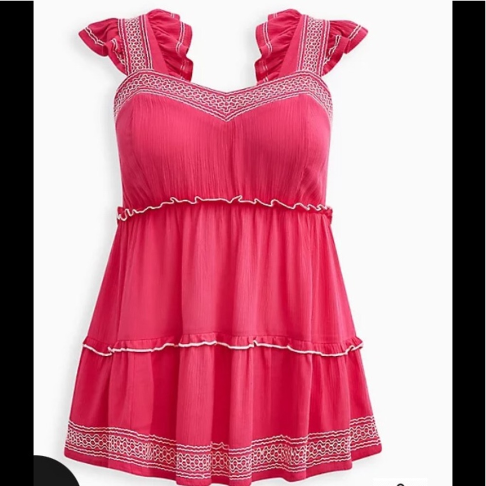 LOWEST 🌺 NWT TORRID 2X or 5X EMBROIDERED BABY DOLL TOP - Picture 9 of 13